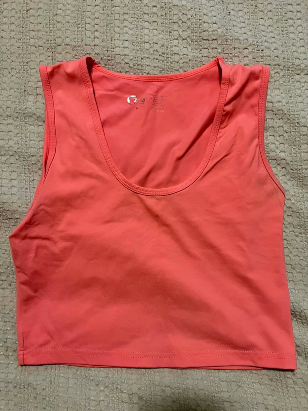Coral Scoop Neck Cropped Tank Top